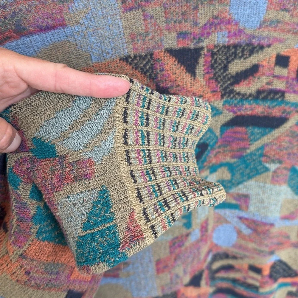 Vintage Italian made sweater colorful geometric Cosby vibes 80s 90s artsy M/L - Picture 6 of 11
